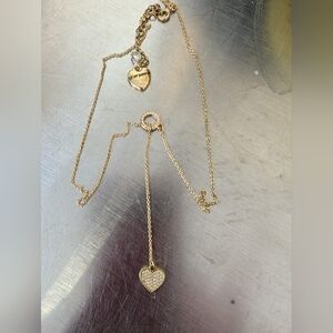 Betsy Johnson Heart Lavalier Style Pendant Necklace In Gold Tone.